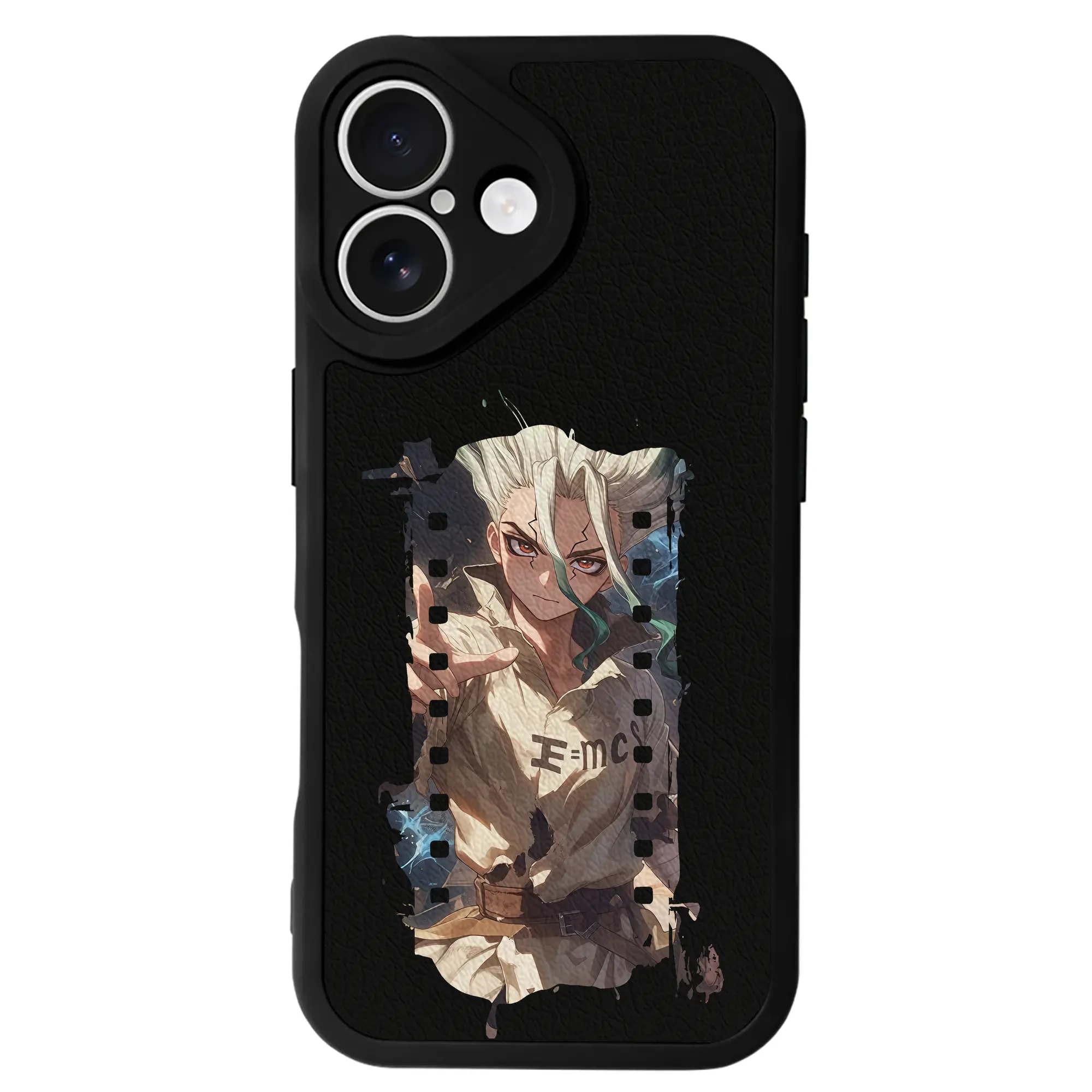 ドクターストーン グッズ,石神千空 - IPhone 16シリーズ対応 ・ シリコンスマホケース ・ レザー調 ・ 高精度フィット ・ 耐衝撃 ・ ワイヤレス充電対応 ・ 精密カット